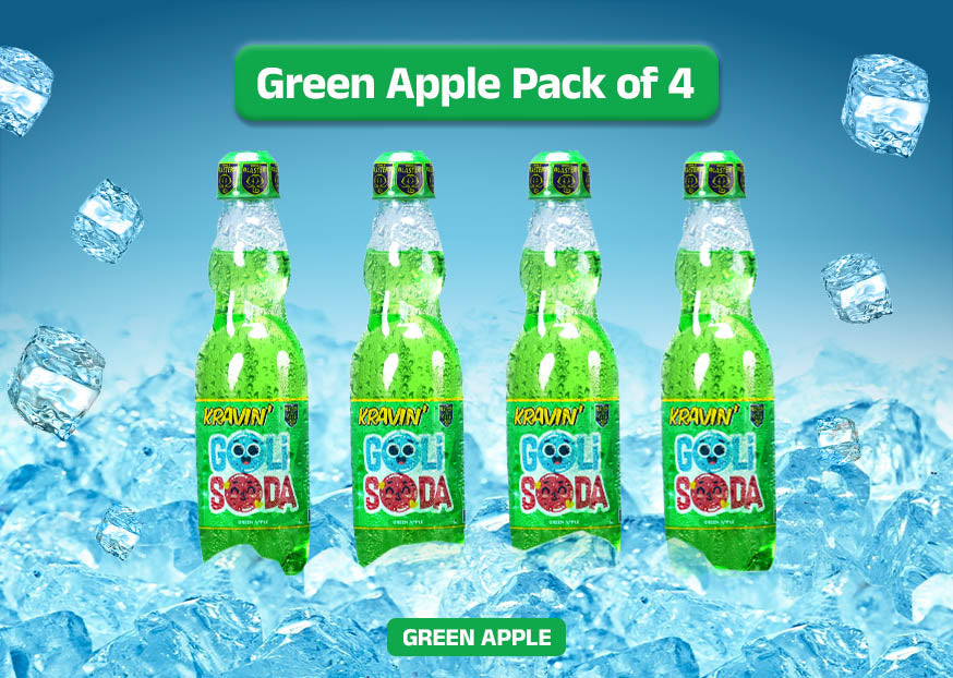 Green Apple Goli Soda (Pack of 4 - 300ml Each)
