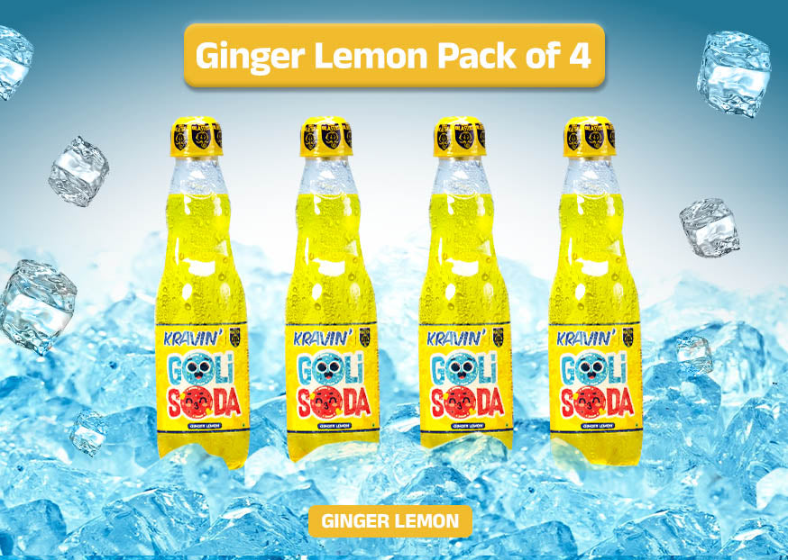 Ginger Lemon Goli Soda (Pack of 4 - 300ml Each)